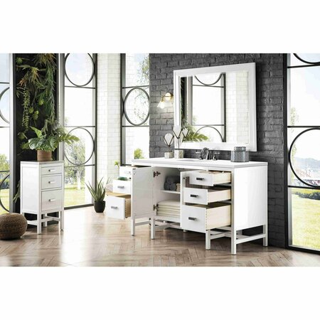 James Martin Vanities Addison 60in Single Vanity, Glossy White w/ 3 CM White Zeus Quartz Top E444-V60S-GW-3WZ